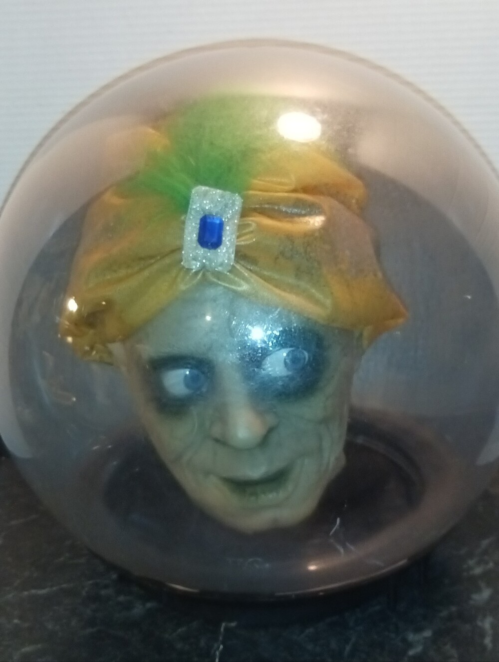 VINTAGE GEMMY HALLOWEEN ANIMATED SULTAN SPIRIT BALL LIGHT UP CRYSTAL BALL
